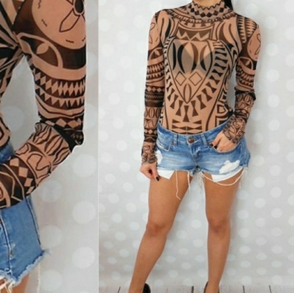 Sheer Patterned Bodysuit